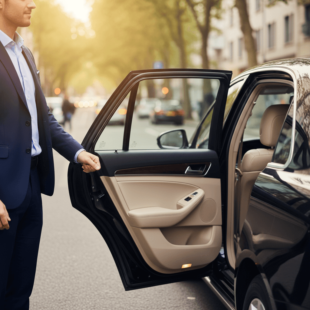 Passenger entering Skoda Octavia for local ride